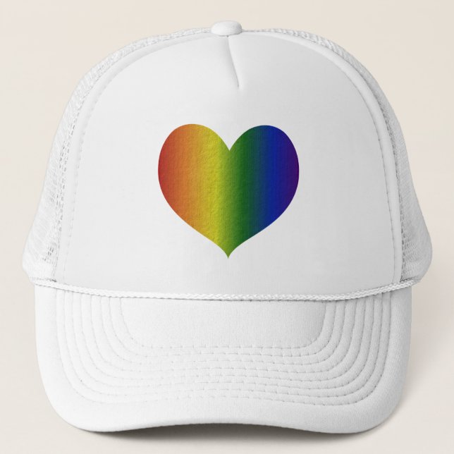 Rainbow Colour Heart Trucker Hat (Front)