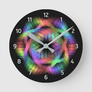 Rainbow colour light round clock