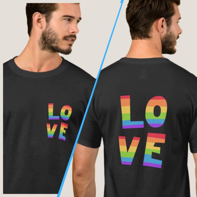 Rainbow Colour LOVE Gay Pride LGBT Front/Back Prin T-Shirt (Creator Uploaded)