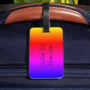 Rainbow Colour Luggage Tag with Custom Text Name