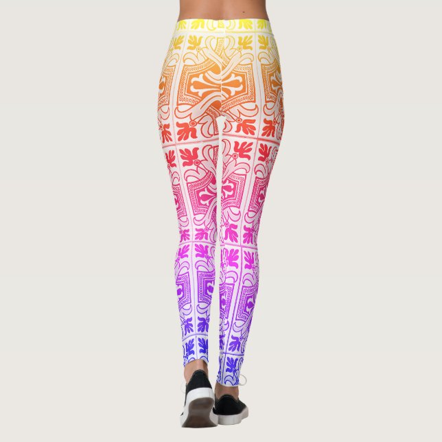 "Rainbow Colour Magical Oriental Rug Pattern" Leggings (Back)