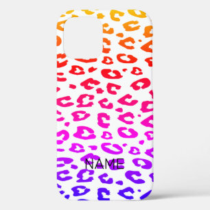 Rainbow colour ombre gradient leopard pattern iPhone 12 case