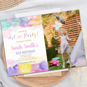 Rainbow Colour Paint Birthday Invitations photo