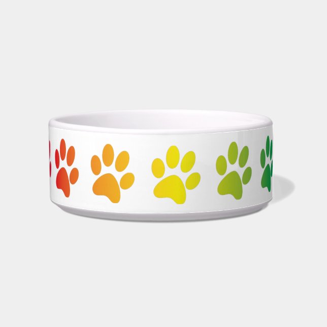 Rainbow Colour Paw Print (Footprint) Bowl (Right)