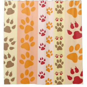 Rainbow Colour Paw Prints Shower Curtain