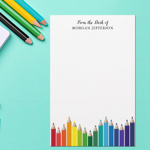Rainbow Colour Pencils Art Teacher Personalised Stationery