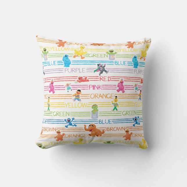 Rainbow Colour Sesame Pals Pattern Cushion (Front)