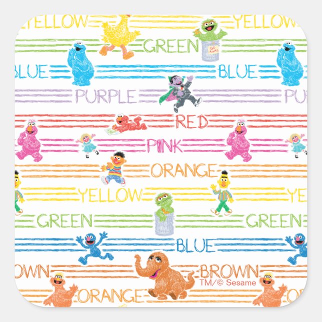 Rainbow Colour Sesame Pals Pattern Square Sticker (Front)