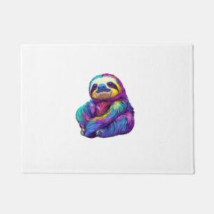 Rainbow Colour Sloth Art Long Sleeve T-Shirt Doormat