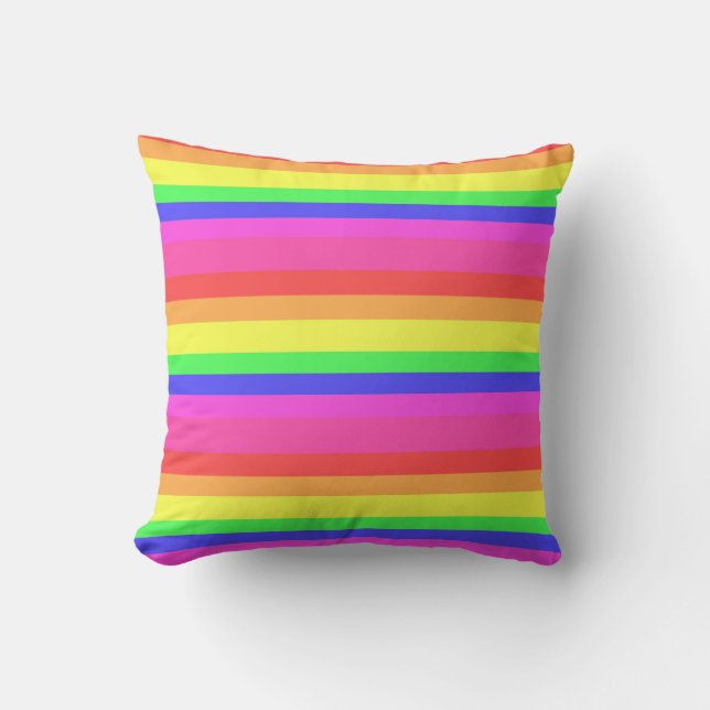 Rainbow Colour Spectrum Stripes Design Cushion (Front)