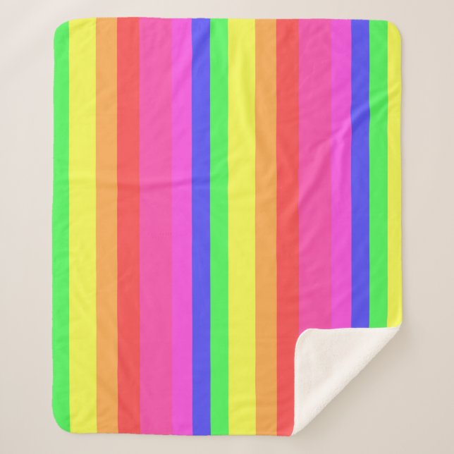 Rainbow Colour Spectrum Stripes Design Sherpa Blanket (Front)
