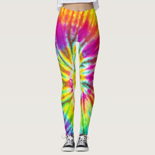 Rainbow colour spiral pattern leggings