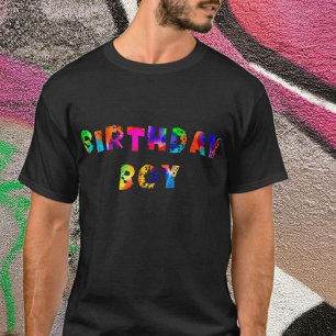 Rainbow Colour Splash Birthday Boy T-Shirt