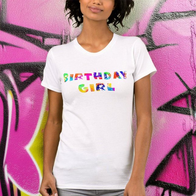Rainbow Colour Splash Birthday Girl T-Shirt (Creator Uploaded)