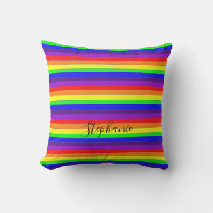 Rainbow Colour Stripes Lines Abstract Monograms Th Cushion