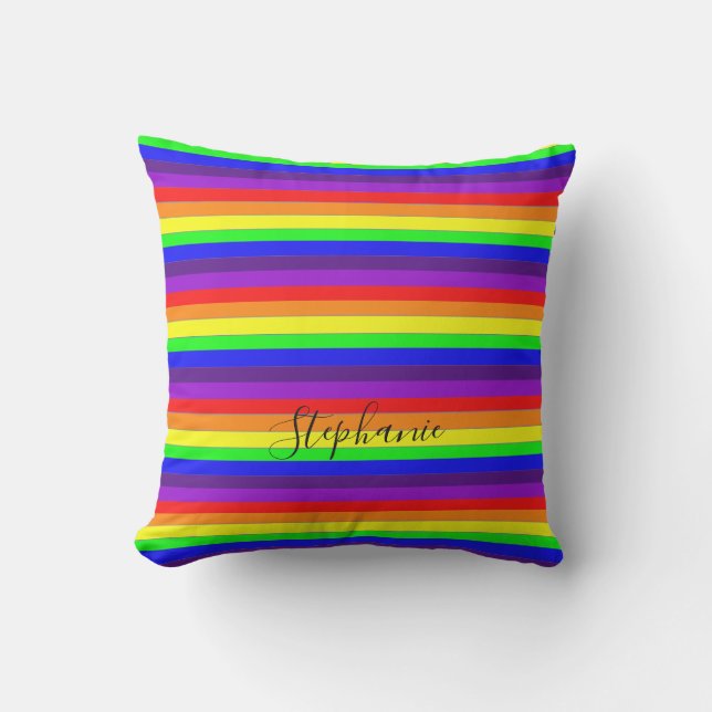 Rainbow Colour Stripes Lines Abstract Monograms Th Cushion (Front)