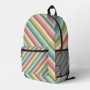 Rainbow colour stripes spring pastel retro chevron printed backpack