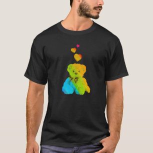 Rainbow Colour Teddy Bear with Hearts Colourful 1 T-Shirt