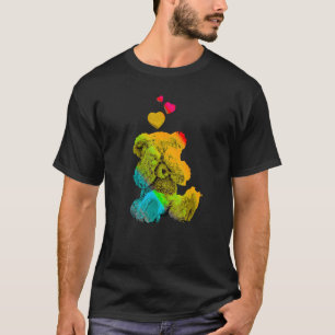 Rainbow Colour Teddy Bear with Hearts Colourful 6 T-Shirt