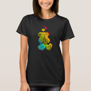 Rainbow Colour Teddy Bear with Hearts Colourful 7 T-Shirt