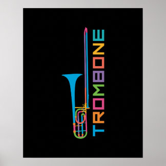 Rainbow Colour Trombone Poster