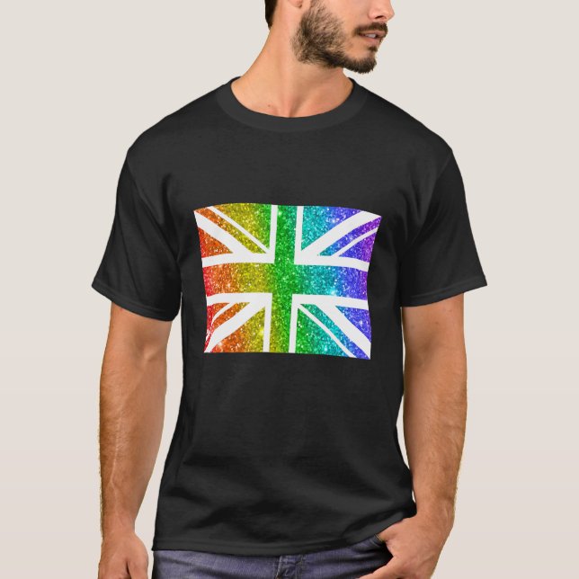 Rainbow Colour Uk Patriotic United Kingdom Flag Un T-Shirt (Front)