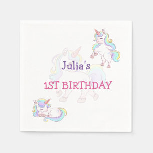 Rainbow colour Unicorn baby girl birthday   Napkin