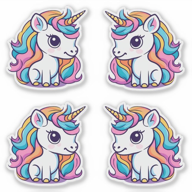 Rainbow Colour Unicorn Custom-Cut Vinyl Sticker (Front)