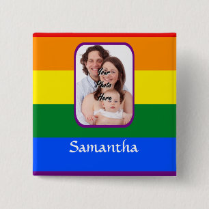 Rainbow coloured 15 cm square badge