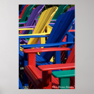 Rainbow Coloured Adirondack Chairs Poster