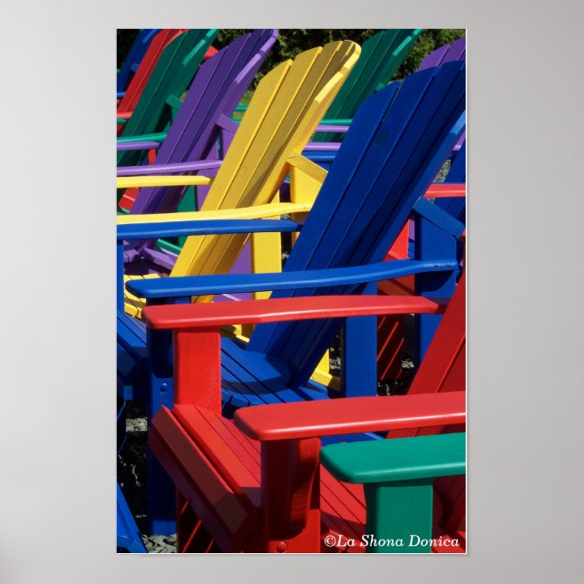 Rainbow Coloured Adirondack Chairs Poster (Front)