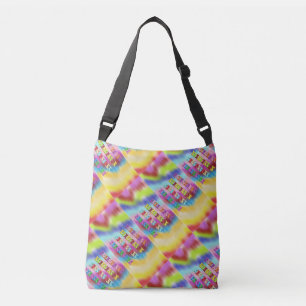 rainbow coloured all over candy sweet bright crossbody bag
