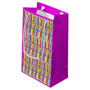 rainbow coloured all over candy sweet bright purpl small gift bag