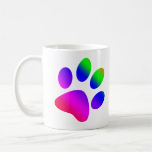 Rainbow Coloured Animal Paw Print Coffee Mug