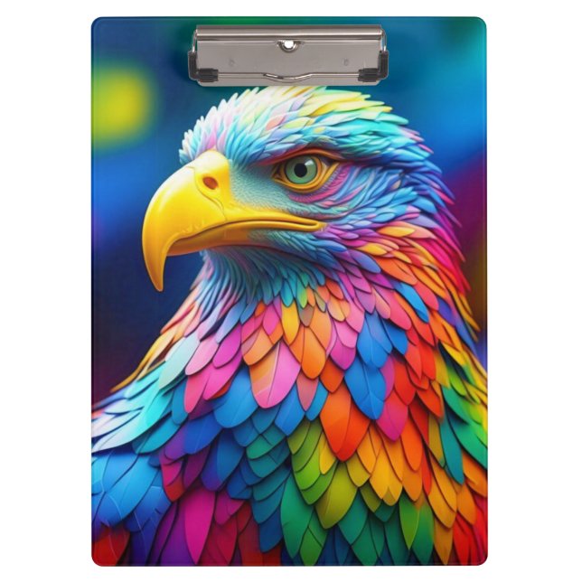 Rainbow Coloured Bald Eagle-654568 Clipboard (Front)