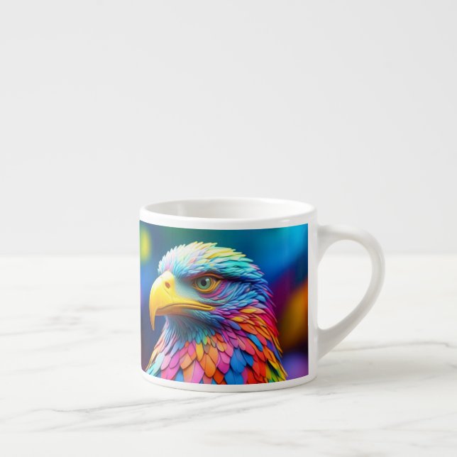 Rainbow Coloured Bald Eagle-654568 Espresso Cup (Right)