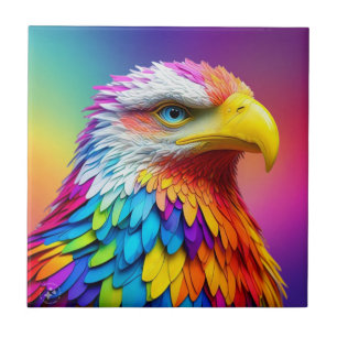 Rainbow Coloured Bald Eagle-65456 Ceramic Tile