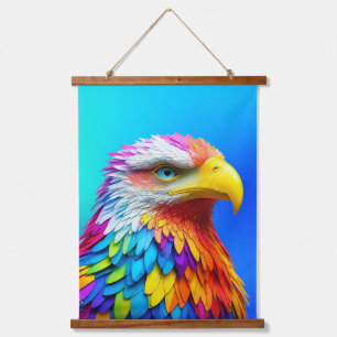 Rainbow Coloured Bald Eagle-65456 Hanging Tapestry