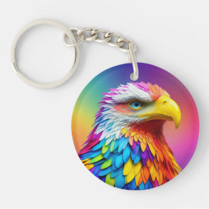 Rainbow Coloured Bald Eagle-65456 Key Ring