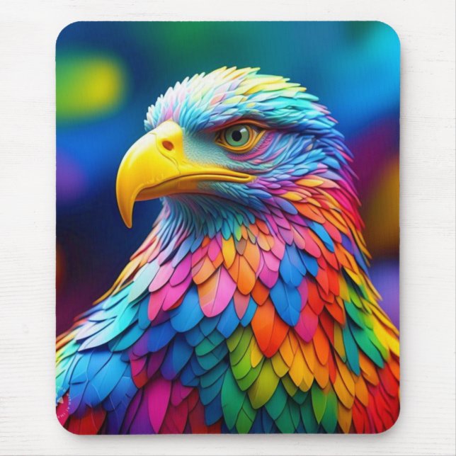 Rainbow Coloured Bald Eagle-65456 Mouse Pad (Front)