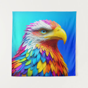 Rainbow Coloured Bald Eagle-65456 Tapestry