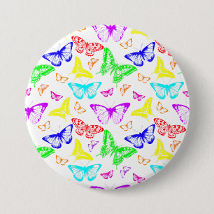 Rainbow Coloured Butterflies Flying 7.5 Cm Round Badge
