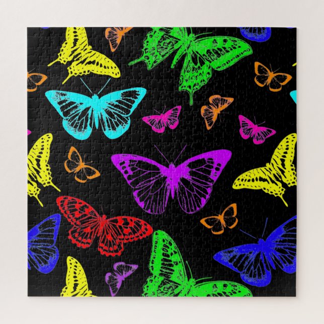 Rainbow Coloured Butterflies Flying Jigsaw Puzzle (Vertical)