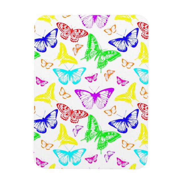 Rainbow Coloured Butterflies Flying Magnet (Vertical)