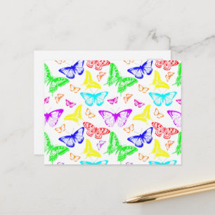 Rainbow Coloured Butterflies Flying Postcard