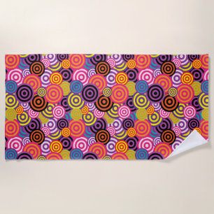 Rainbow Coloured Circles Beach Towel