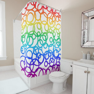 Rainbow coloured Circles Shower Curtain