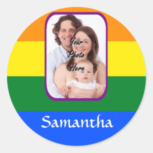 Rainbow coloured classic round sticker