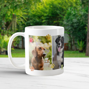 Rainbow Coloured Cute Paw Prints Four Pet Photos Coffee Mug