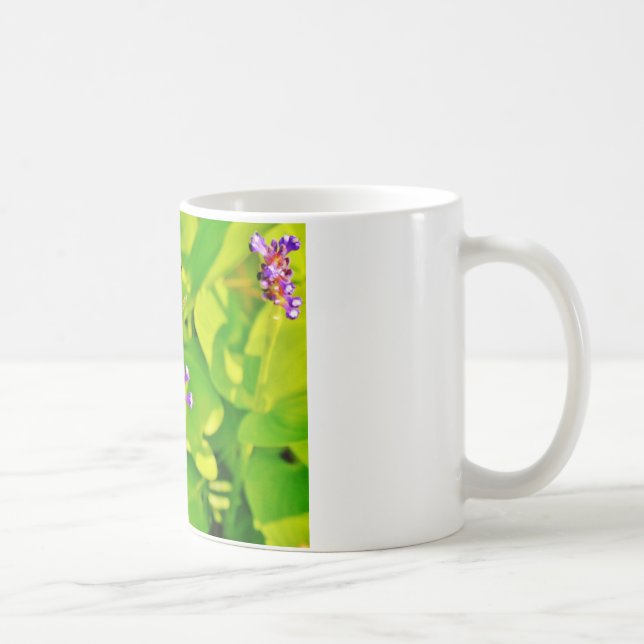 Rainbow coloured Dragonfly  on a purple pink flowe Coffee Mug (Right)